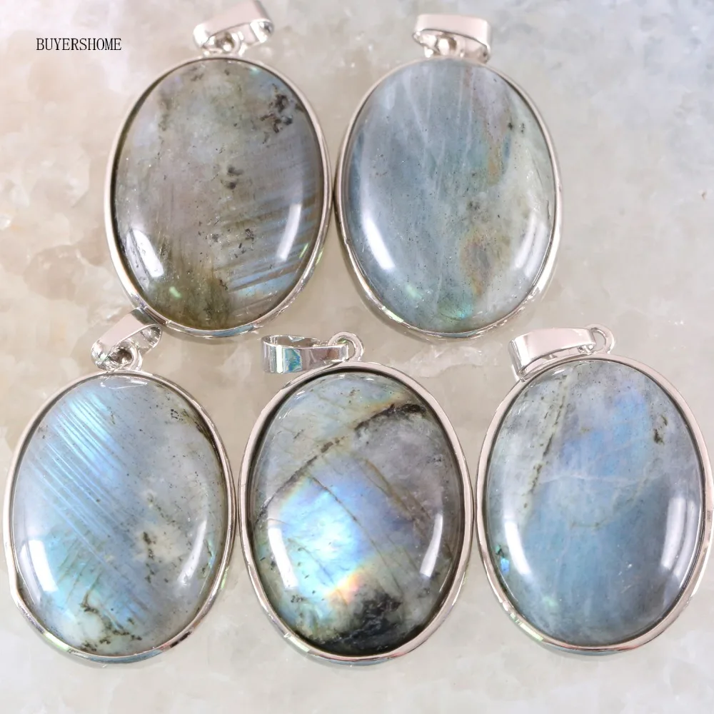 1 шт. овальные 35x25 мм бусины из натурального камня серый кулон из Лабрадорита подходит ожерелье для девочек женские ювелирные изделия подарок K675