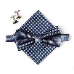 Новинка 2019 года для мужчин галстук бабочка комплект Бабочка носовой платок запонки Gravata corbatas карман квадратный