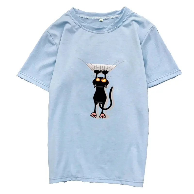 

Harajuku Tops T Shirt Women 2018 Summer Kawaii Naughty Cat Tee Shirt Femme Korean Casual Lovely Cartoon Printed Women's T-shirts