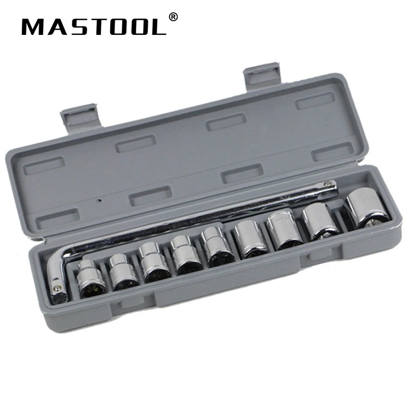 

10pcs/lot 8-21mm Chrome Plated Vehicle Repair Tools Socket Wrench Tools Auto Repair Tools Spanner With Box