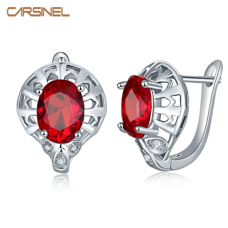 

CARSINEL New Arrive Luxury AAA Zircon Earrings for Women Fashion Charming 7 Colors Hoop Earrings for Women Party ER0283
