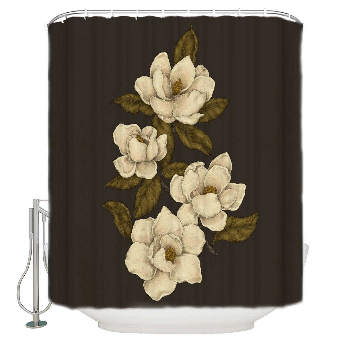 Magnolias удлиненные тканевые занавески для ванной, декоративные наборы для ванной комнаты с 12 крючками