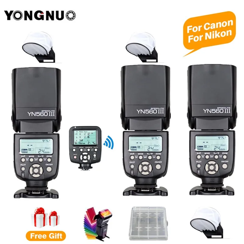 3 шт. YONGNUO YN560III YN560-III YN560 III Беспроводная вспышка фотовспышка для фотосъемки + YN560TX II
