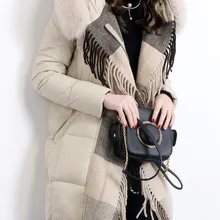 KMETRAM, зимнее женское пальто, 90% белый утиный пух, куртка для девушек, натуральный Лисий мех, воротник с капюшоном, парки, женские, толстые, тонкие, длинные пальто, MY463