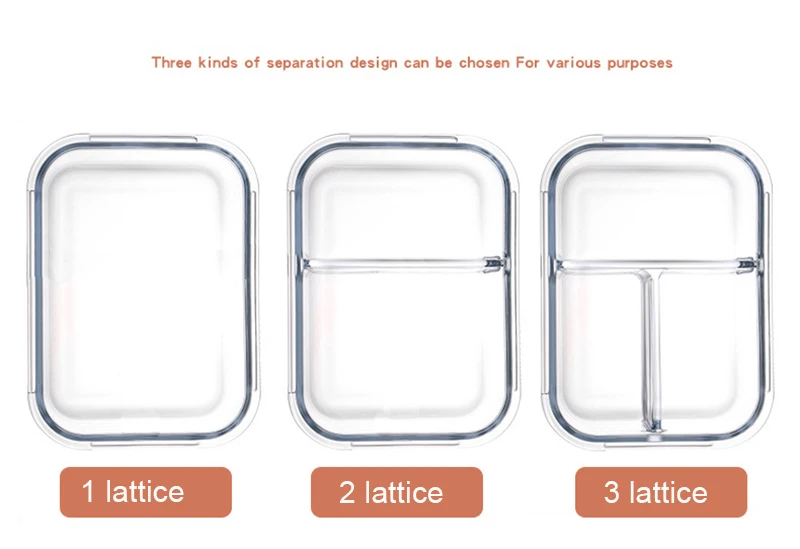 Стильный ланч-бокс, стеклянный с поддоном для приправ, бэнто-бокс для микроволновой печи, коробка для хранения еды, школьные контейнеры для еды, отсеки