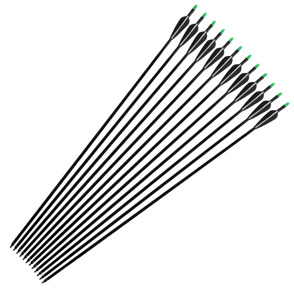 

33" Fiberglass Arrows Hunting Archery Arrow with Replaceable Tips and Plastic Fletching for Recurve Bows/Compound Bows Spine 500
