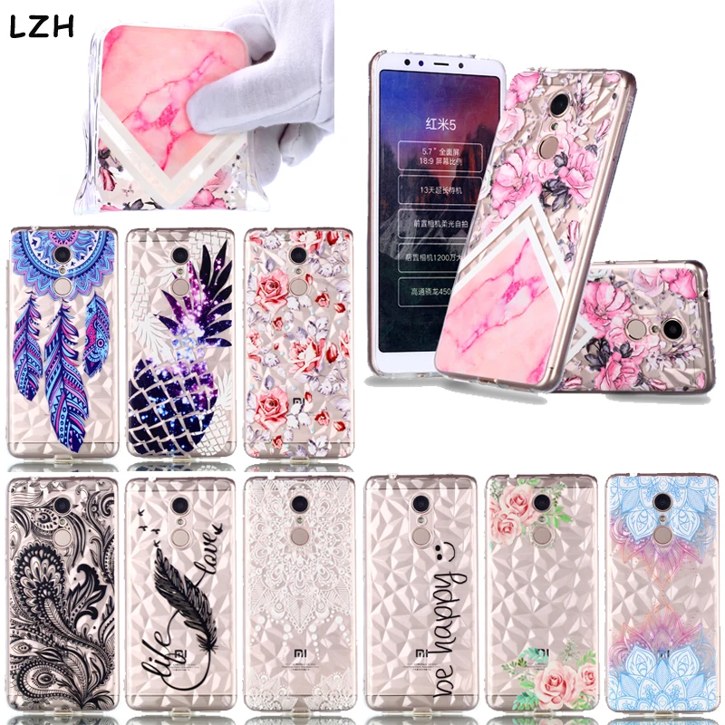 

For Xiaomi Redmi 5 5 Plus 6A Note 5A Note 5 Pro Diamond Clear TPU Rubber Gel Dreamcatcher Flower Pineapple IMD Pattern case
