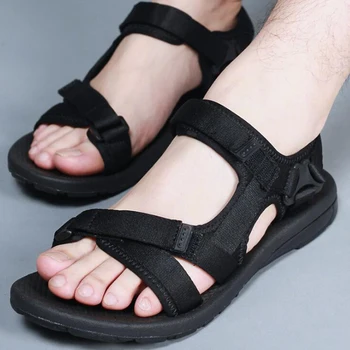 

Men sandals 2019 new men summer shoes black high quality beach sandals for male plus size 45 46