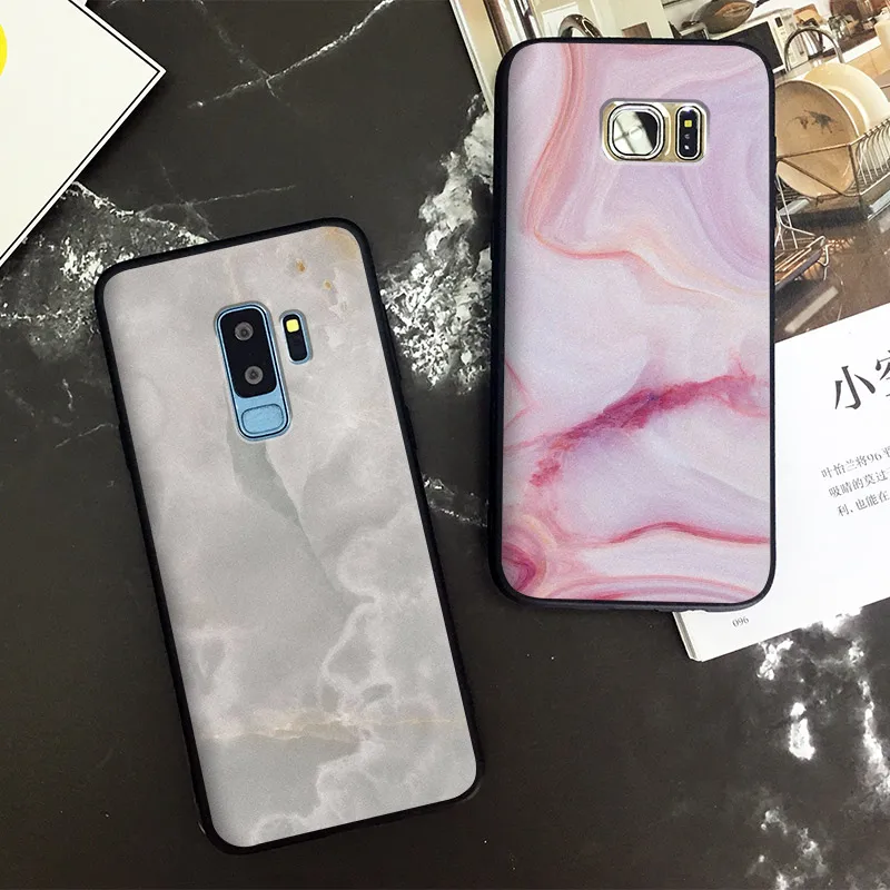 

Beautiful Wihte Pink Nature Marble Soft Silicone Phone Case Shell Cover For Samsung S7 Edge S8 S9 Plus Note 8 9