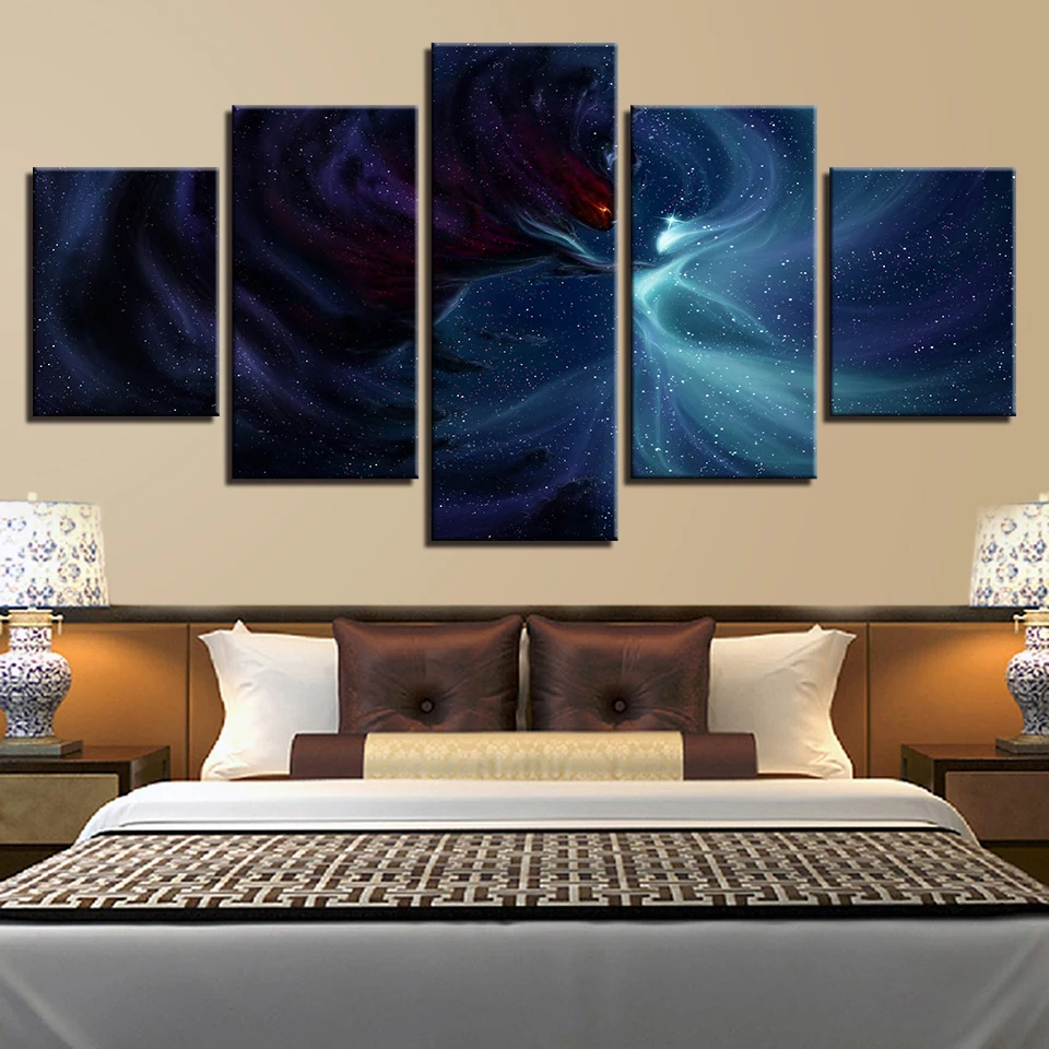 

HD Printing Canvas Pictures Modular Poster 5 Pieces Beautiful Star Sky Night Scene Frame Painting Decor For Living Room Wall Art