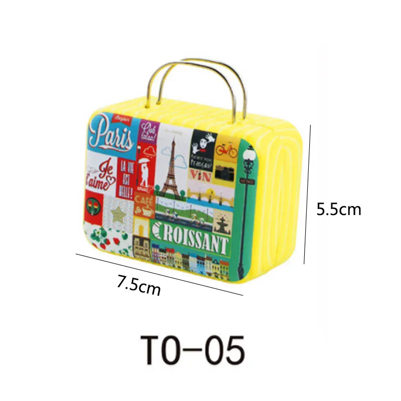 Европейский стиль, винтажная коробка для хранения конфет в форме чемодана, жестяная коробка для хранения, кошелек, для свадьбы, маленькая декорация, органайзер для мелочей, контейнер - Цвет: TO-5