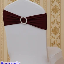 Burgandy цвет на стул для продажи пояс с круглые пряжки для накидка на стул из спандекса лента лайкра пояс галстук-бабочка для свадьбы украшения