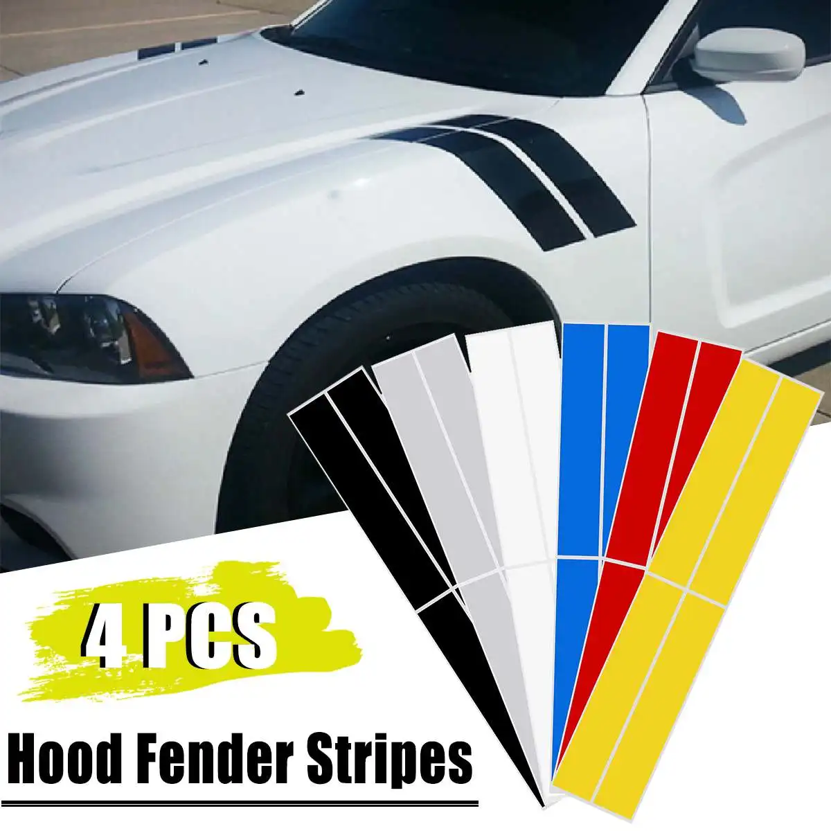 

4pcs/set Hood Hash Side Vinyl for Fender Mudguard Sticker Stripes Decals For Dodge Charger 2011 2012 2013 2014 2015 2016 2017