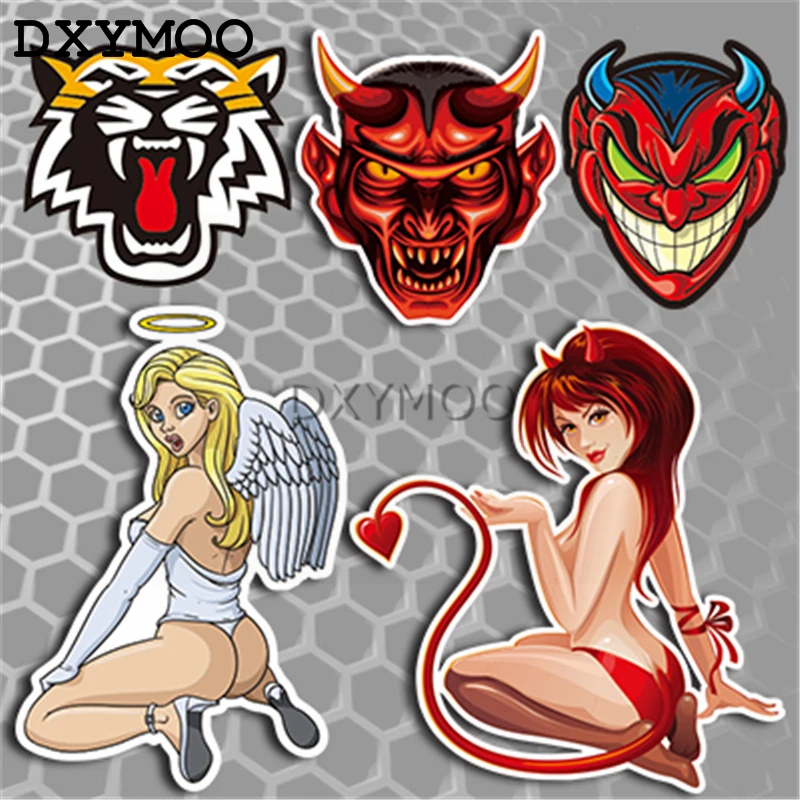 

Evil Angles Car Stickers Cool Tiger Devil Hot Girl Sexy Lady Motorcycle Auto Window Vinyl Decals 3M