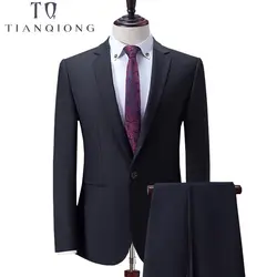 Тянь QIONG черный Бизнес Для мужчин костюмы индивидуальный заказ, заказ классические Нарядные Костюмы для свадьбы для Для мужчин