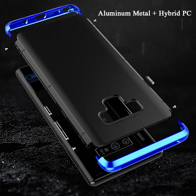 Роскошный чехол для Samsung Galaxy Note 9 360 полная защита 3 в 1 Алюминиевый металлический