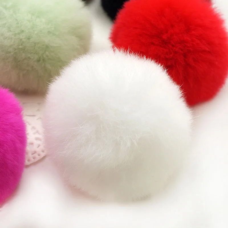 25pcs a lot wholesale 6cm real rex rabbit pom pom fur ball DIY accessories hat glove hair key chain party accessories fluffy fur