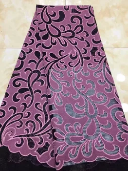 

African Laces Fabrics 2019 High Quality Lace Embroidered Nigerian Velvet Lace Fabrics For Party French Net Lace Fabric