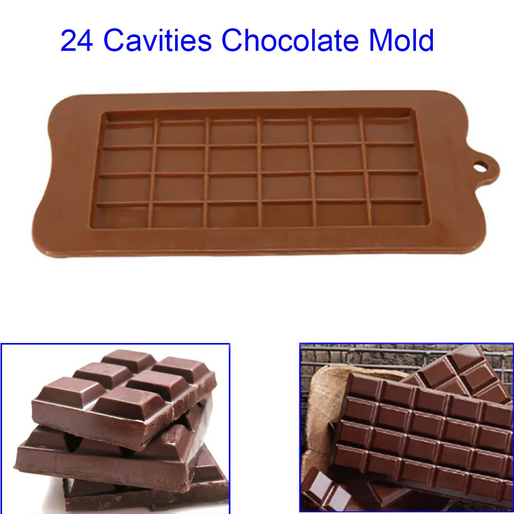 24 Cavity Silicone Chocolate Mold Candy Maker Sugar Mould Bar Block Ice Tray Cake Bakeware Kitchen Baking Tool LBShipping