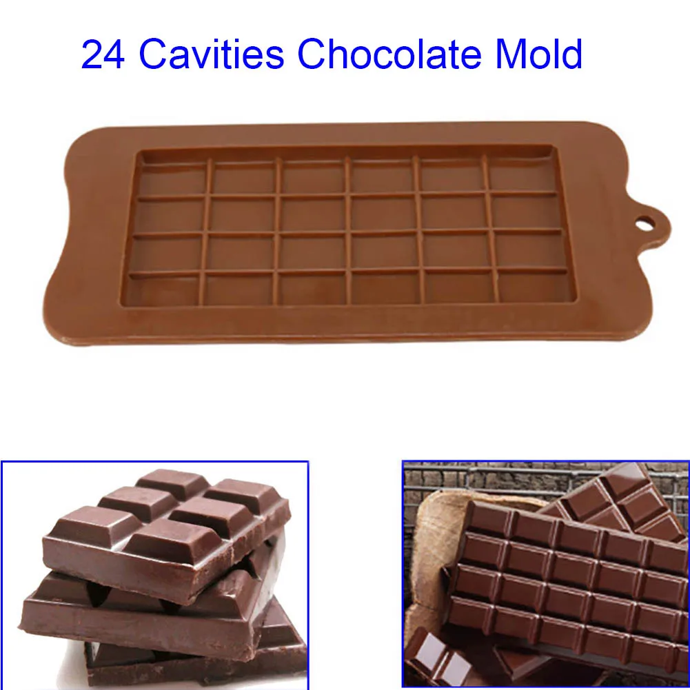 

24 Cavity Silicone Chocolate Mold Candy Maker Sugar Mould Bar Block Ice Tray Cake Bakeware Kitchen Baking Tool LBShipping