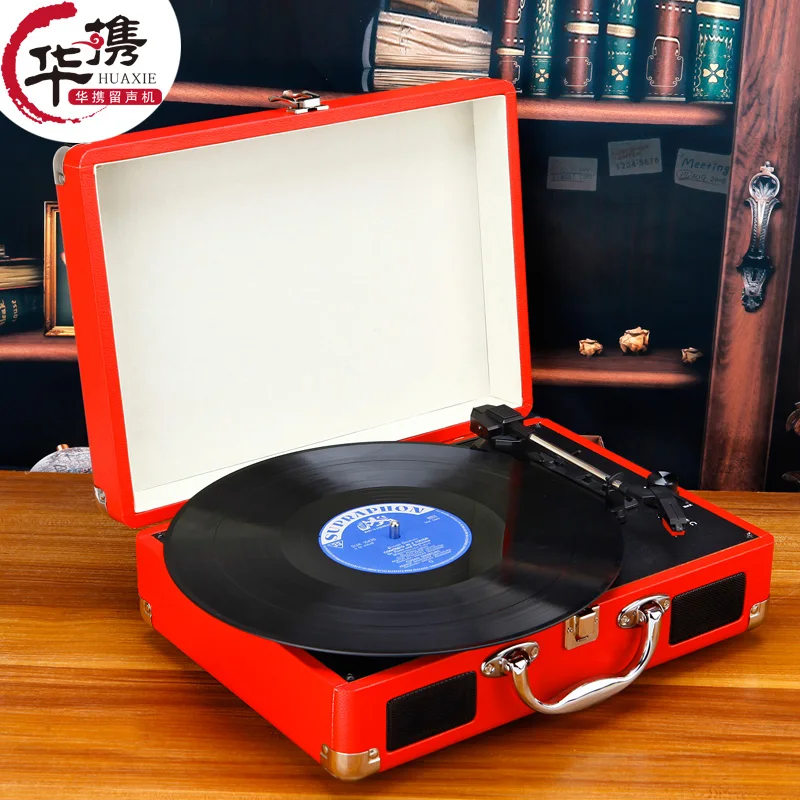 Portable gramophone portable suitcase LP vinyl machine Antique Vintage
