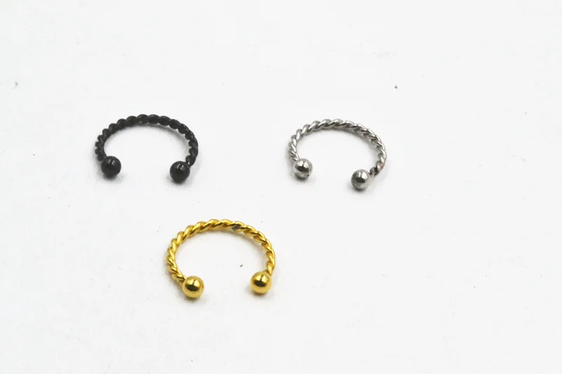 

LOT20pcs Body Jewelry - NEW 16g Surgical Steel Twist Ear/Nose/ Lip Labret Ring CBR Horseshoes Sliver/Black/Gold
