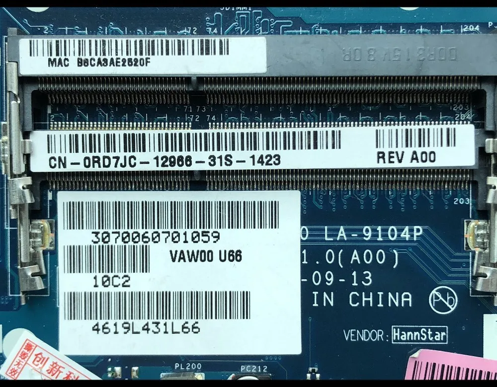 Оптовая продажа VAW00 LA 9104P для Dell Inspiron 3521 5521 материнская плата ноутбука CN 0RD7JC DDR3L 100%