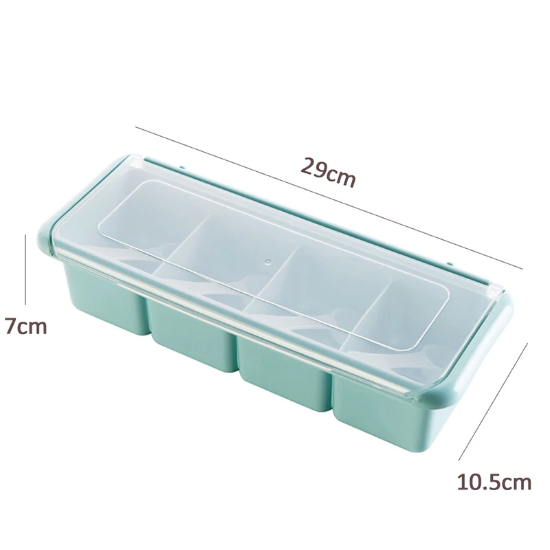 LIYIMENG Seasoning Jar Set Kitchen Four Grid Condiment Box Cruet Salt Pepper Shakers Seasoning Box Condiment Bottle B9