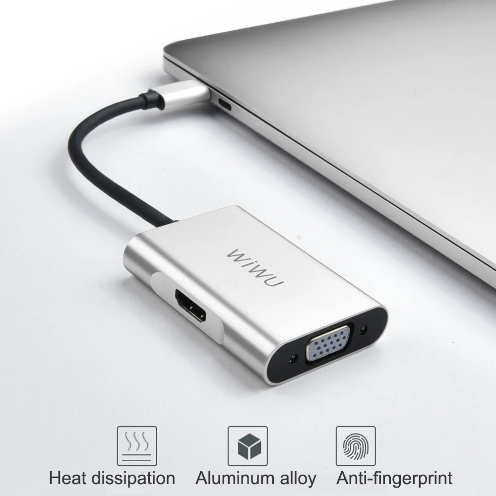 Адаптер WIWU Type c на HDMI VGA USB C Hub для MacBook Pro 4K Thunderbolt 3 Samsung Huawei адаптер типа VGA|USB-хабы| |