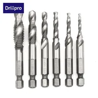 Drillpro 6 шт./компл. ручной Метчик шестигранным хвостовиком винт из быстрорежущей стали спираль точки нить Метрическая затычка сверла M3 M4 M5 M6 M8 M10 ручной инструмент - изображение