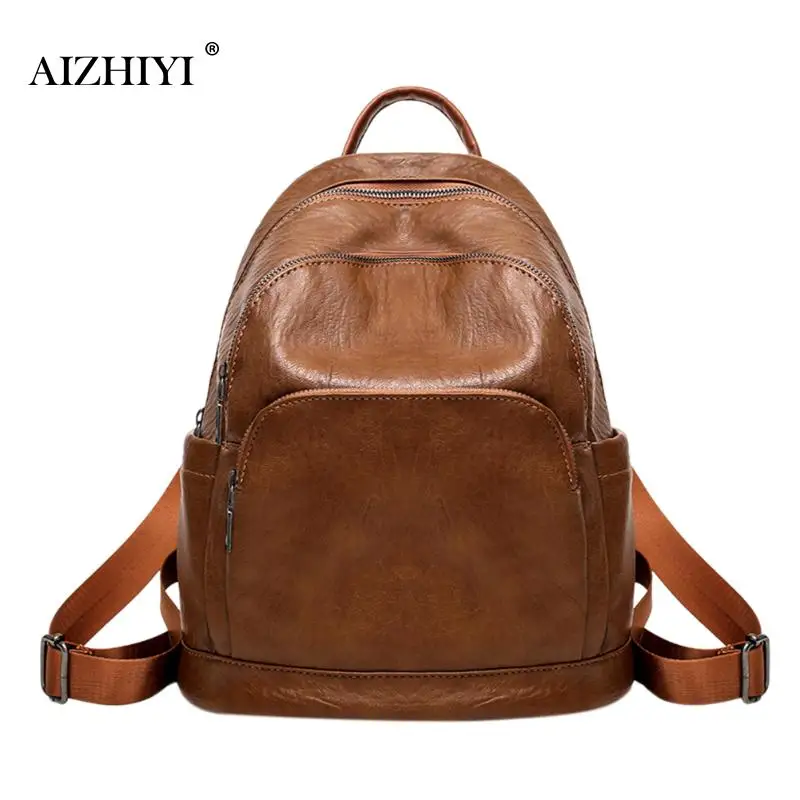

Retro Soft PU Leather Women Backpack Fashion Small Women Student Messenger Shoulder Casual Bag Crossbody Bags Polyester Cotton