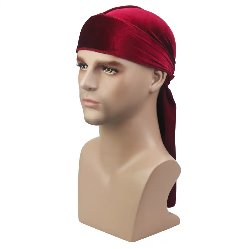 Soft Durag Headwraps with Extra Long Tail and Wide Straps for 360 Waves Luxury Velvet Wave Durag