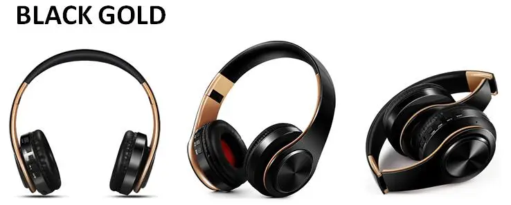 Men Gift Gold Wireless Headphones Bluetooth Earphone Stereo Headset with Build-in MIC with 3.5mm Jack for Xiaomi Samsung IPHONE