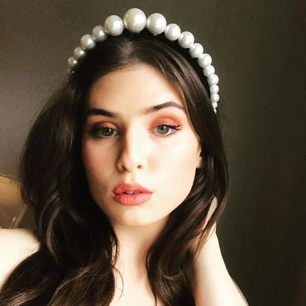 

Dvacaman 2019 Summer Fashion Big Pearls Hairbands Elegant Headbands for Women Girls Headwear Ear Hair Wedding Party Accessories