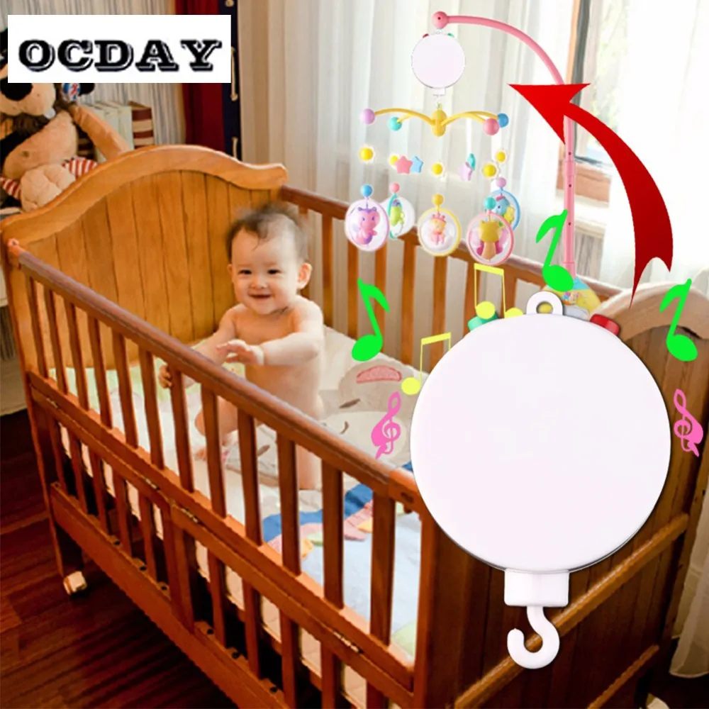 OCDAY Baby Kids Toys Rotary Baby Mobile Crib Bed Toys Clockwork