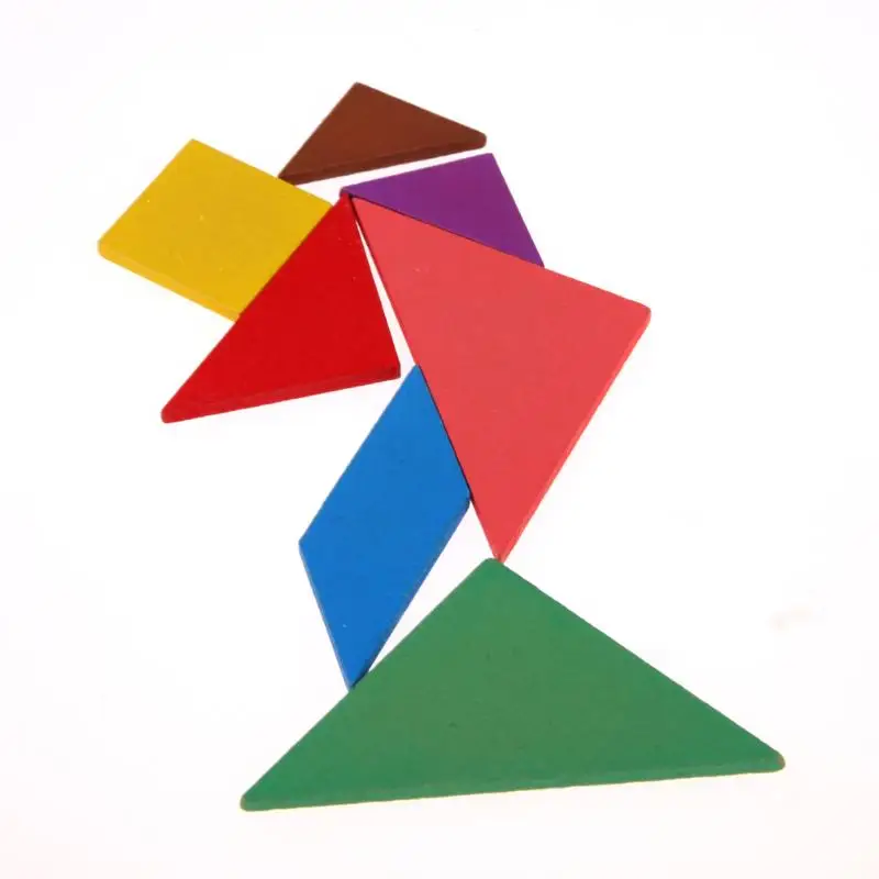 Деревянная головоломка Tangram, 3D деревянная головоломка, развивающая детская игрушка, цветная Математическая головоломка для подарка на день рождения