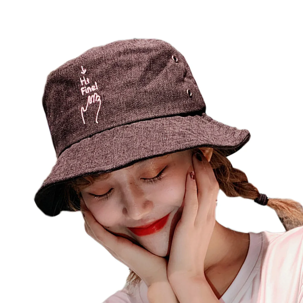 Harajuku Style Hat Fisherman Cap Japan Korea Sunshade Solid Color Letters Basin Summer Accessories