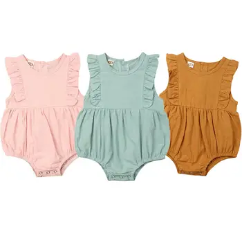 

Newborn Infant Baby Girl Clothes Sleeveless Bodysuit Cotton Linen Outfit Casual Baby Clothing Bodysuits