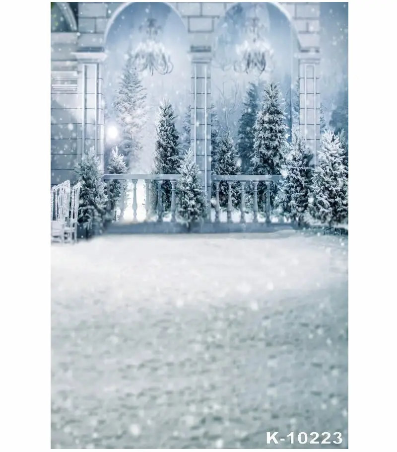 Рождественские фоны для фотосъемки снежные сосны фон студийный K 10223|christmas