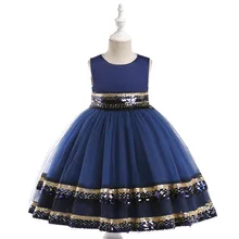Бальное платье принцессы с блестками, платье-пачка, детское платье без рукавов с бантом, детское платье для свадебной вечеринки для девочек, фатиновое платье для выступлений