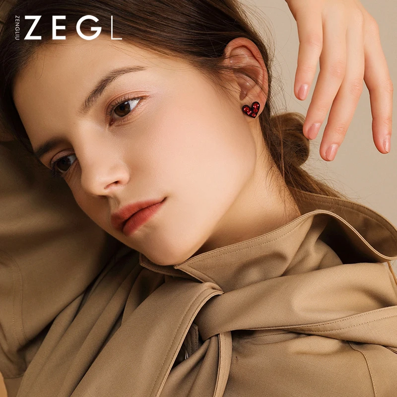 ZEGL Love Earrings Women's Red Stud Fall Winter | Украшения и аксессуары