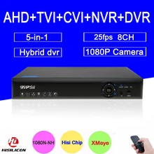 Blue-ray Xmeye Hi3521A 1080P CCTV Camera 25Fps 1080N 8 Channel 8CH 5 in 1 Hybrid Coaxial TVI CVI IP NVR AHD DVR Free Shipping
