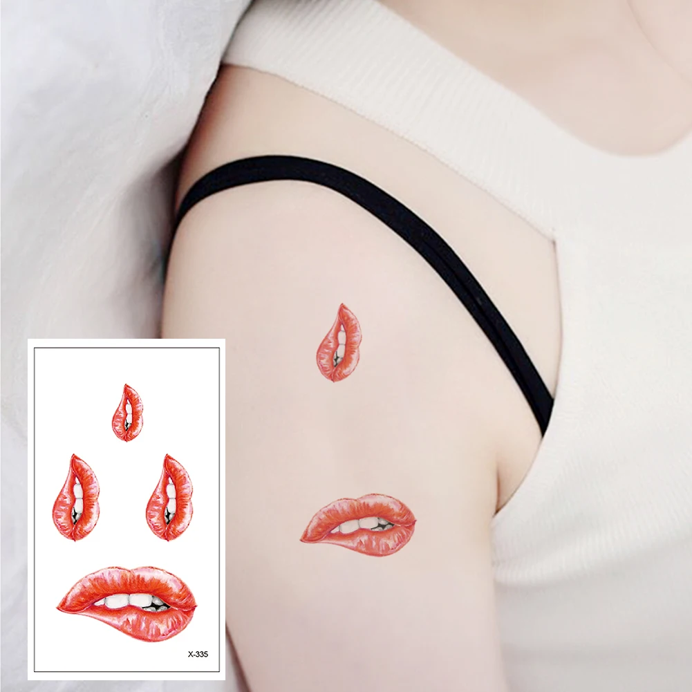 

X-335 Sexy red lips body arm chest shoulders high quality temporary tattoo sticker detachable waterproof men and women