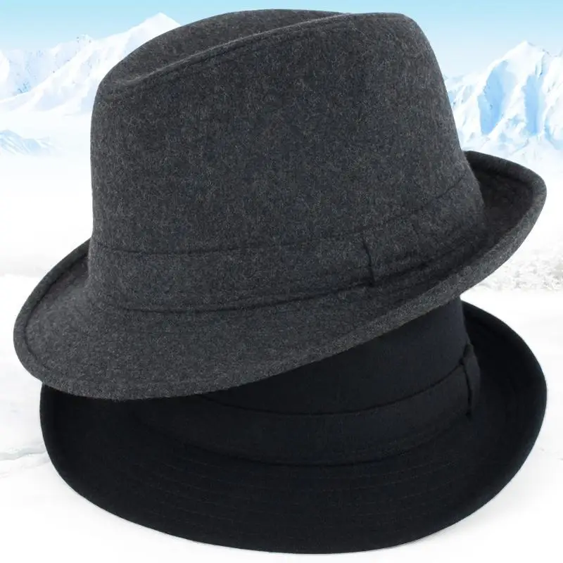 

1P Retro Jazz Style Casual Autumn Winter Warm Women's Large Soft Wide-Brimmed Hat Fedoras Vintage Hats Ladies Imitation Wool Cap