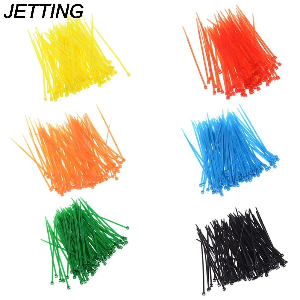 

Wholesale 100pcs New Design Multi Colors 3x100mm Network Nylon Plastic Cable Wire Organiser Zip Tie Cord Strap