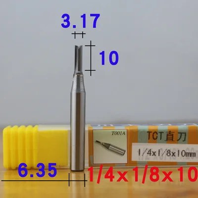 1 шт. 1/" хвостовик 1 мм-6 мм TCT прямые фрезы для резьбы по дереву 2 флейты для гравировки по дереву фрезы карбидные Фрезы с ЧПУ - Длина режущей кромки: D-3.17.H-10mm