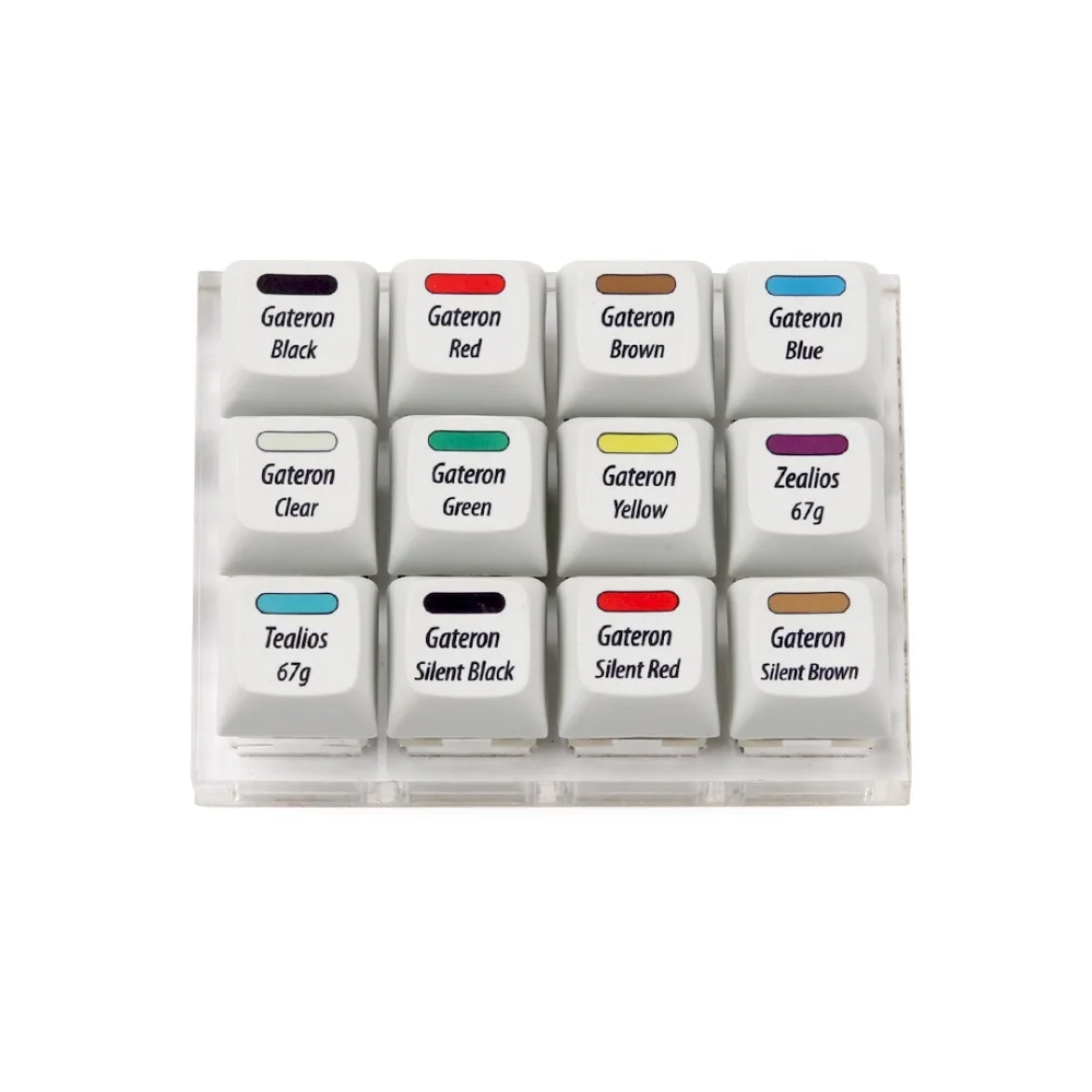 

gateron 12 switch tester zealios 67gv2 swich tealios switch gateron back red brown blue green yellow white