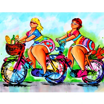 

New Fashion Needlework 5D DIY Round Diamond Painting Home Decor Diamond Embroidery Rhinestones Mosaic Sisters Cycling Gift