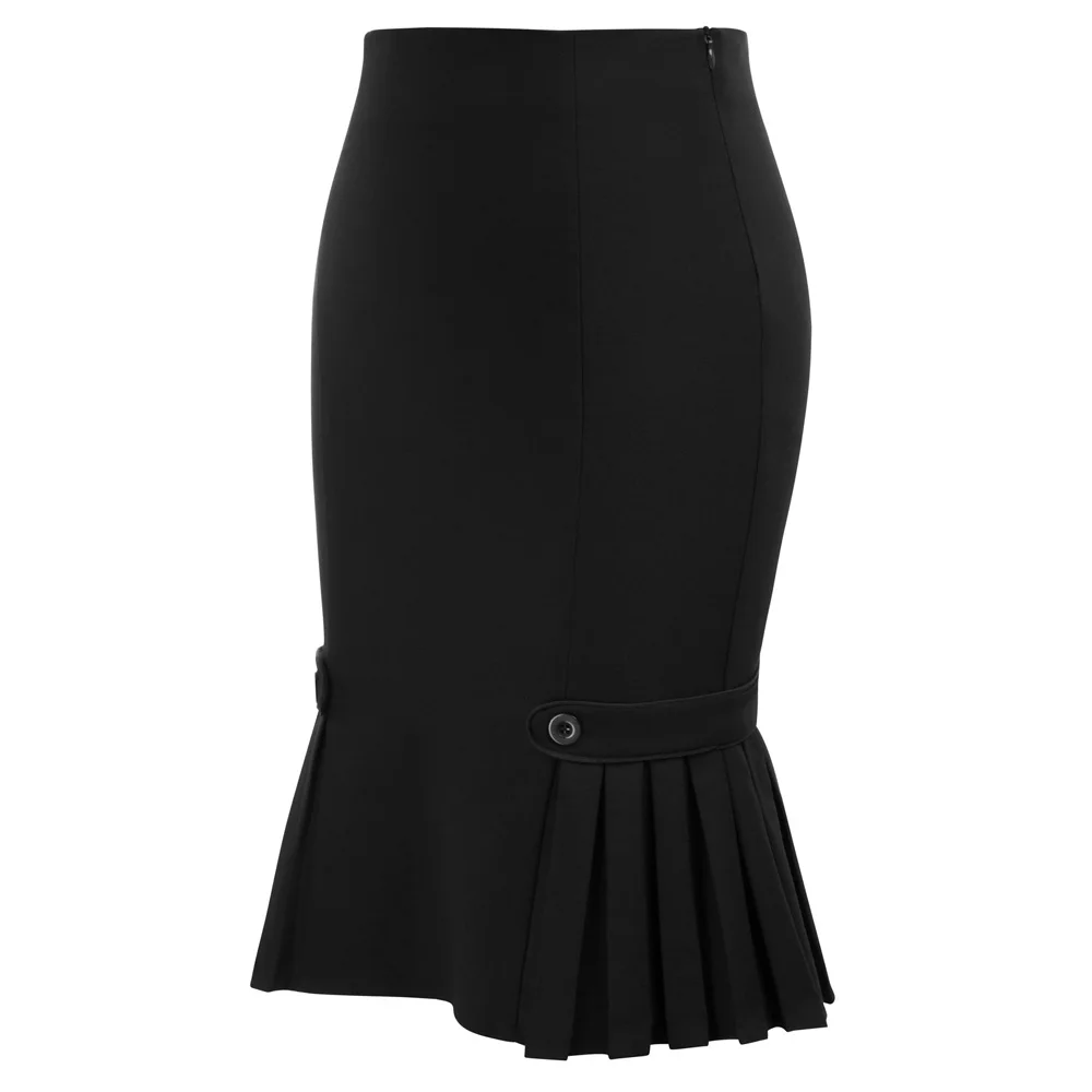 Винтажная юбка-карандаш в стиле ретро, однотонная, до колена, с завязками на бедрах, с пуговицами, украшенная двусторонним дизайном, Femme Falda