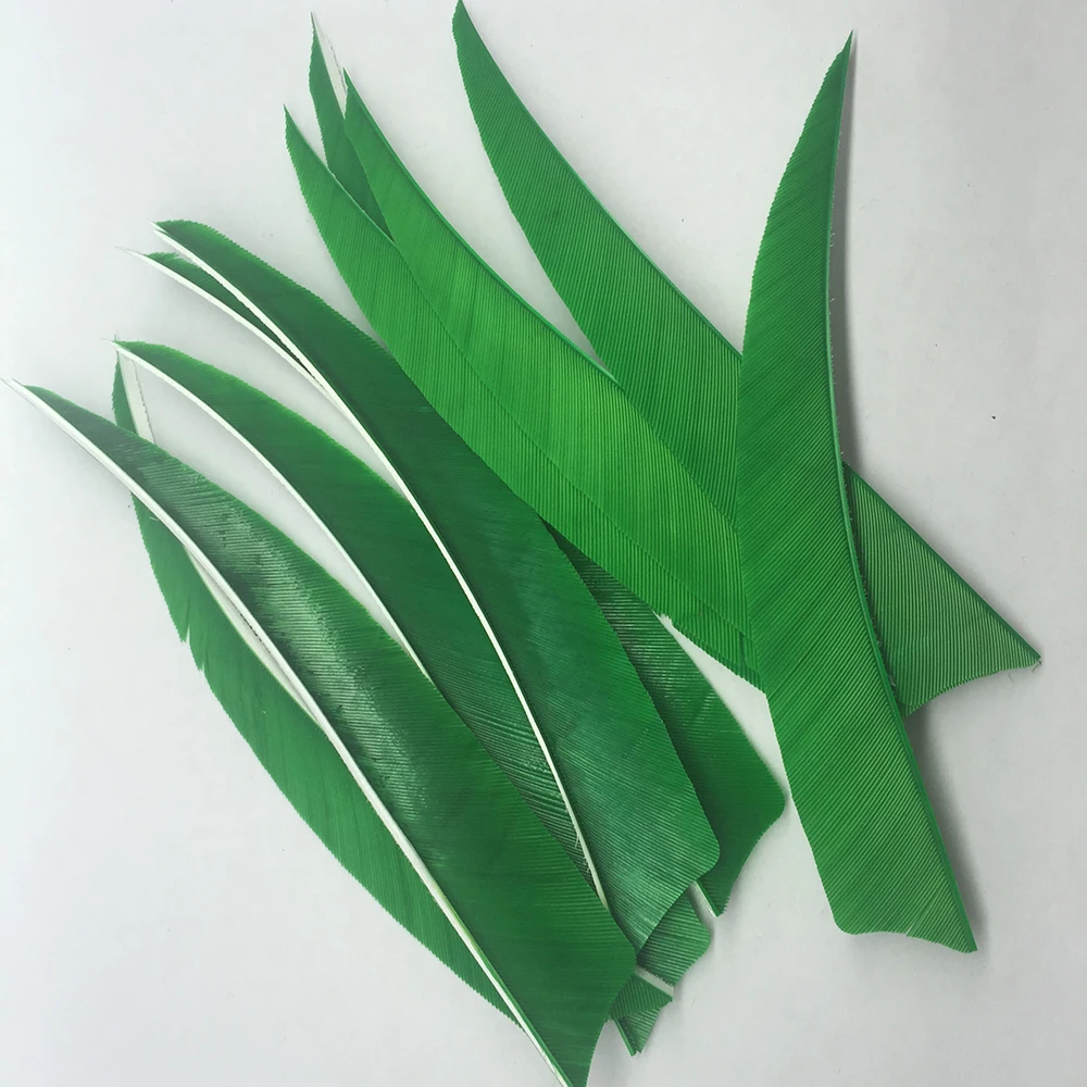 

20/40/60/80/100 PCS/bag 5" Green Turkey Feather For Wooden Bamboo and Reed Arrow Handcraft Fletching Bow and Arrow Feather FT05